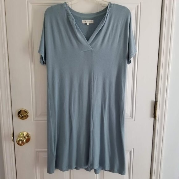 Lou & Grey Signature Soft Cozy Slate Blue Dress Stretch Jersey Knit Size Small - Picture 1 of 8